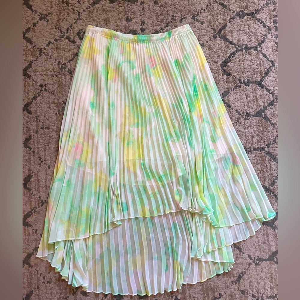 Club Monaco Pastel High Lo Chiffon Skirt Size 10 Feminine Summer Colourful Flowy